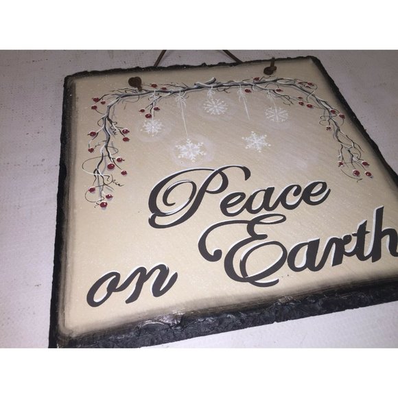Peace On Earth Holiday Decorative Hanging Tile Christmas Decor - Picture 8 of 8
